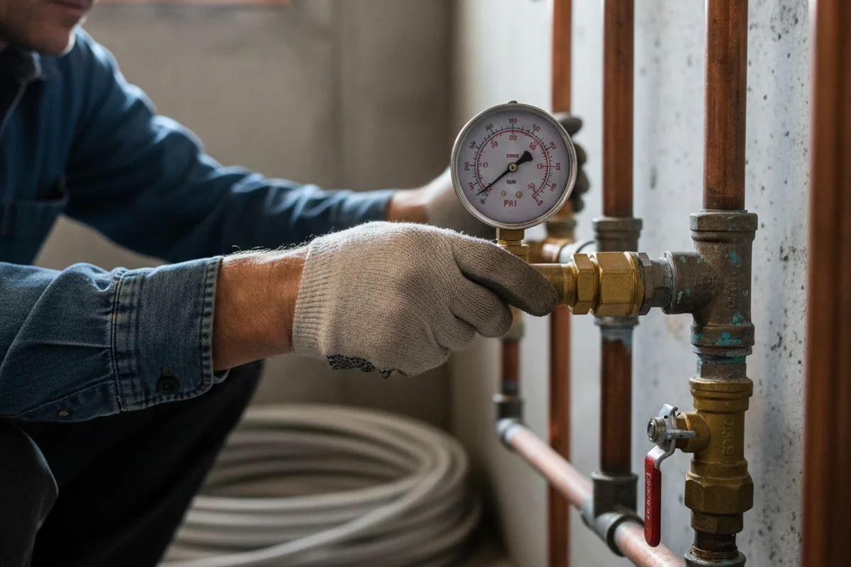 Pressure testing a repaired line during Water Line Repair in Pine Grove